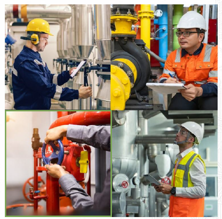 Full collage of engineers and industrial boiler operations