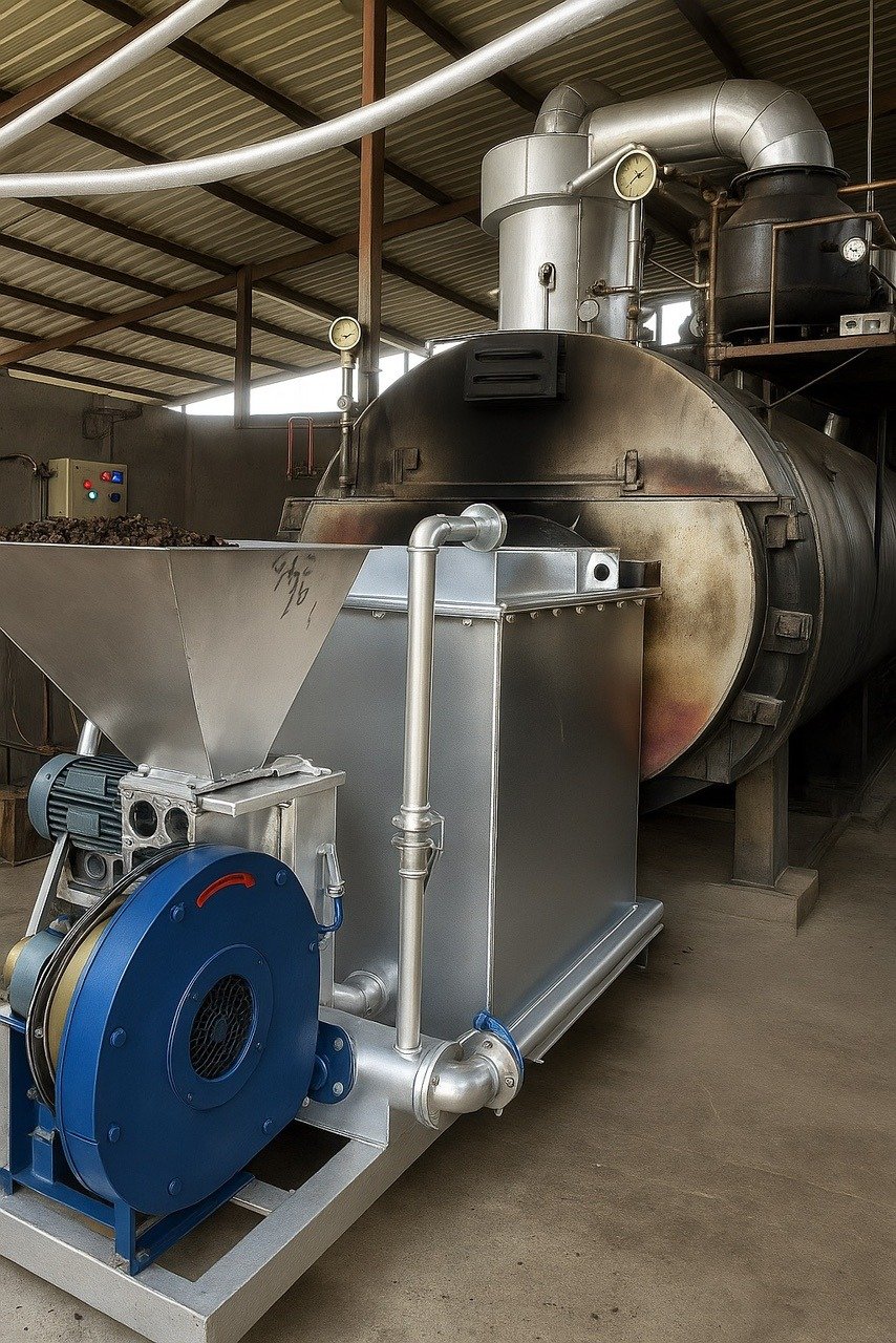 Dhruv Bio Energy biomass retrofit kit installed with a boiler